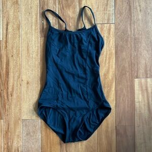 Pretty black leotard with intricate mesh back, corset type bodice, Capezio